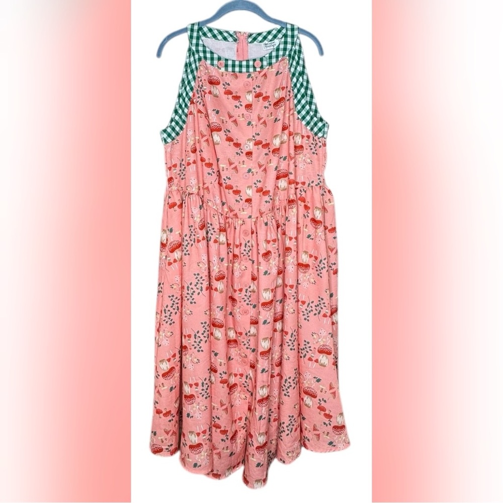 Pink and Mushroom Print Maxine Swing Dress